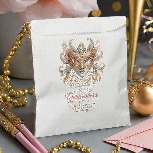 Masquerade Motif Quinceanera Rose Gold ID1031 Favour Bags