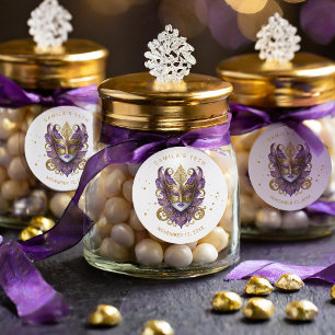 Masquerade Motif Sweet 16 Purple Gold ID1032 Classic Round Sticker