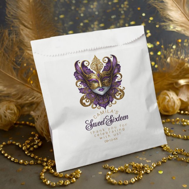 Masquerade Motif Sweet 16 Purple Gold ID1032 Favour Bags (Creator Uploaded)