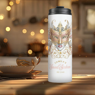 Masquerade Motif Sweet 16 Rose Gold ID1032 Thermal Tumbler