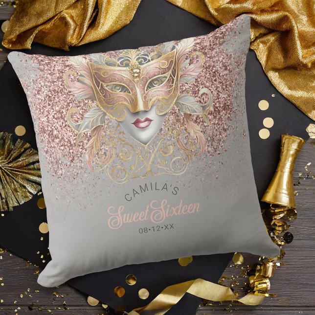 Masquerade Motif Sweet 16 Rose Gold V2 ID1032 Cushion (Creator Uploaded)