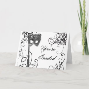 Masquerade Mystique black and white Invitation