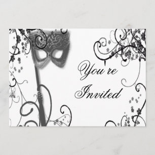 Masquerade Mystique  BW Invitation