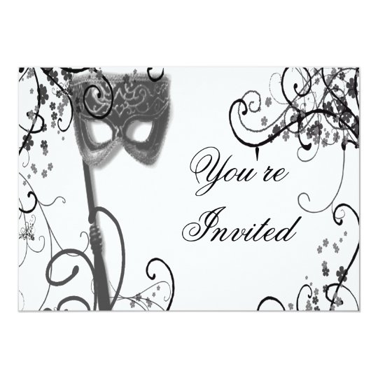 Masquerade Mystique BW Invitation