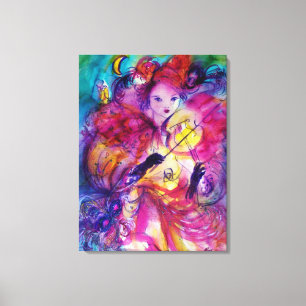 MASQUERADE NIGHT Carnival Musician Black White Canvas Print