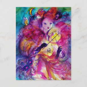 MASQUERADE NIGHT Carnival Musician in Pink Costume Postcard