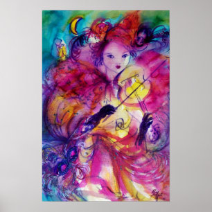MASQUERADE NIGHT Carnival Musician in Pink Costume Poster
