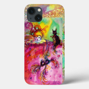 MASQUERADE NIGHT / LADY WITH BLACK CAT MONOGRAM iPhone 13 CASE