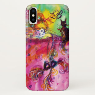 MASQUERADE NIGHT / LADY WITH BLACK CAT MONOGRAM iPhone X CASE