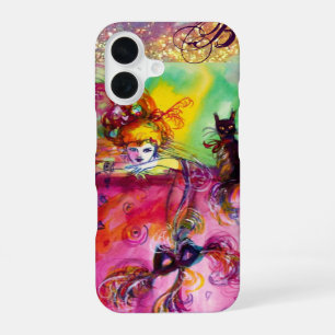 MASQUERADE NIGHT / LADY WITH BLACK CAT MONOGRAM iPhone 16 CASE