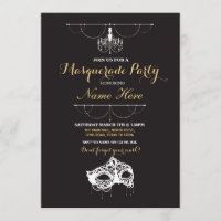 Masquerade Party Birthday Event Mask Invite