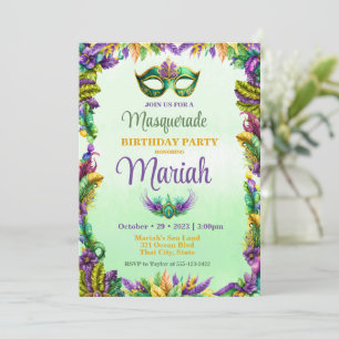 Masquerade Party Birthday Invitation