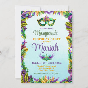 Masquerade Party Birthday Invitation