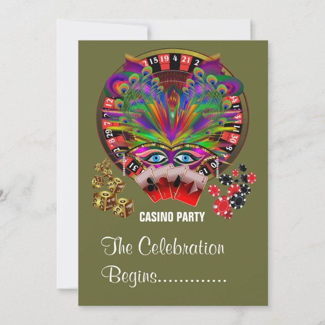 Masquerade Party Casino Invitation (Front)