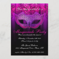 Masquerade Party Celebration Pink & Purple Invite