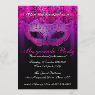 Masquerade Party Celebration Pink & Purple Invite