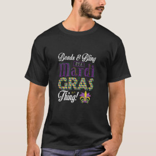 Masquerade Party Costume Bling Beads Mardi Gras T-Shirt
