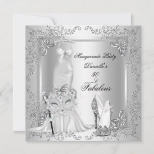 Masquerade Party Fabulous 50 Birthday Silver 2 Invitation