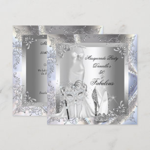 Masquerade Party Fabulous 50 Birthday Silver Invitation