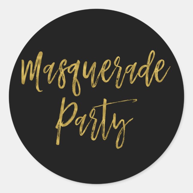 Masquerade Party Gold Foil Birthday Sticker (Front)