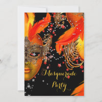 Masquerade Party Gold Yellow Orange Black Masks