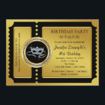 Masquerade Party Golden Ticket Birthday Party Invitation<br><div class="desc">Beautiful gold diamond masquerade mask black and gold masquerade party invitation. You can easily customise this elegant golden ticket masquerade birthday party and event ticket invitation by adding your details in the font style and colour, wording and layout of your choice. You can also change the background colour and remove...</div>