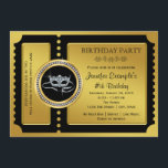 Masquerade Party Golden Ticket Birthday Party Invitation<br><div class="desc">Beautiful gold diamond masquerade mask black and gold masquerade party invitation. You can easily customise this elegant golden ticket masquerade birthday party and event ticket invitation by adding your details in the font style and colour, wording and layout of your choice. You can also change the background colour and remove...</div>