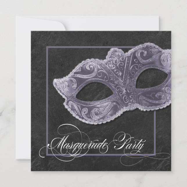 Masquerade Party Invitation - Slate Grey (Front)