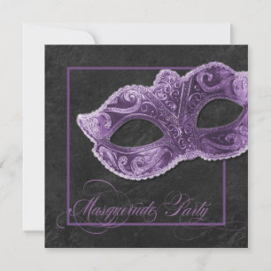 Masquerade Party Invitation - Violet & black