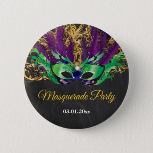 Masquerade Party Magical Night Green Purple Gold 6 Cm Round Badge