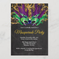 Masquerade Party Magical Night Green Purple Gold