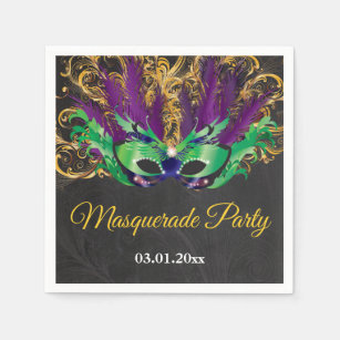 Masquerade Party Magical Night Green Purple Gold Napkin