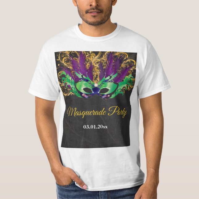 Masquerade Party Magical Night Green Purple Gold T-Shirt (Front)