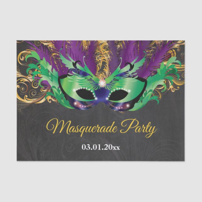 Masquerade Party Magical Night Green Purple Gold Tissue Paper (Front)