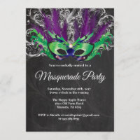 Masquerade Party Magical Night Green Purple Silver