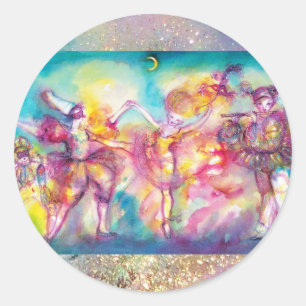 MASQUERADE PARTY,Mardi Gras Masks,Dance,Music Classic Round Sticker
