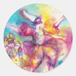 MASQUERADE PARTY,Mardi Gras Masks,Dance,Music Classic Round Sticker