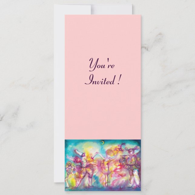 MASQUERADE PARTY,Mardi Gras Masks,Dance,Music Invitation (Front)