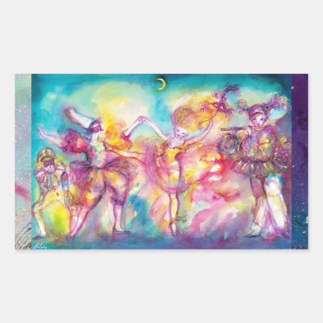 MASQUERADE PARTY,Mardi Gras Masks,Dance,Music Rectangular Sticker (Front)