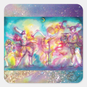 MASQUERADE PARTY,Mardi Gras Masks,Dance,Music Square Sticker