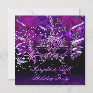 Masquerade Party Mask Spider Purple Gothic Invitation