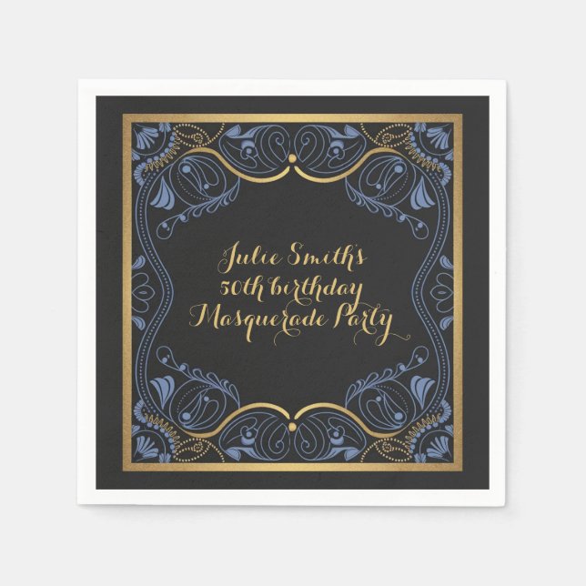 Masquerade Party masked ball birthday luxurious Napkin (Front)