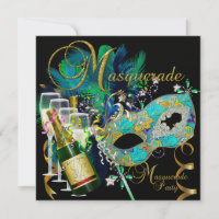Masquerade Party Masks Black Gold Teal