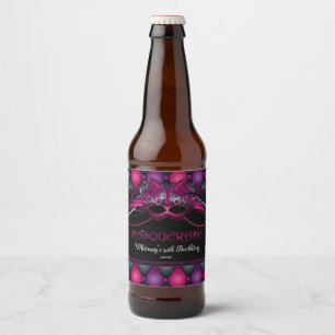 Masquerade Party, Pink & Purple Beer Bottle Label