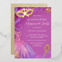Masquerade Party Pink Purple Dress Quinceanera 