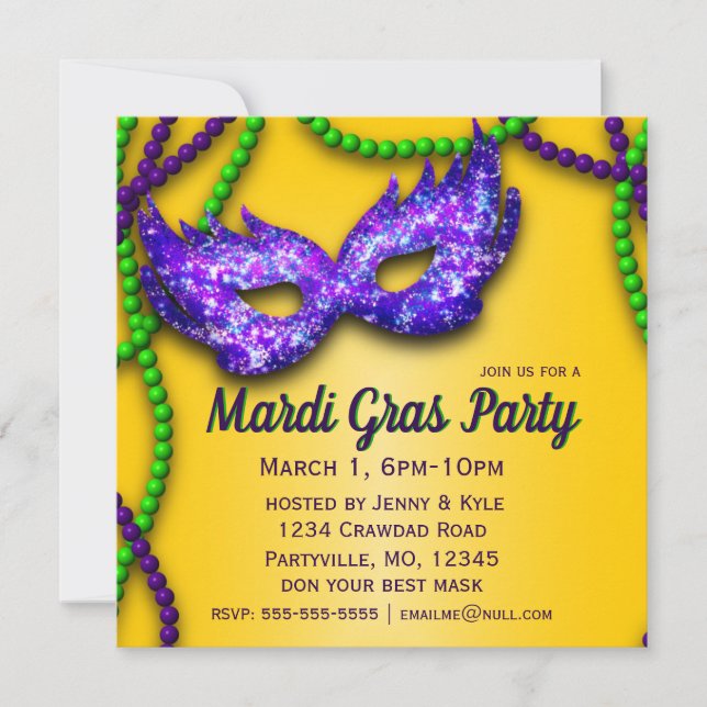 Masquerade Party Purple Mask Invitations (Front)