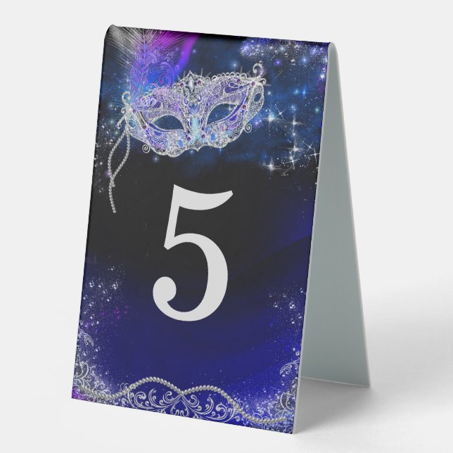 Masquerade Party Table Numbers card (Front)