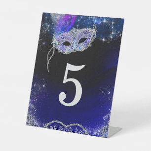 Masquerade Party Table Numbers card Pedestal Sign