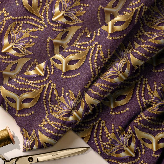 Masquerade Pattern Beads Masks Purple Gold ID1031 Fabric (Creator Uploaded)