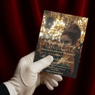 Masquerade Photo Quinceanera Invitation